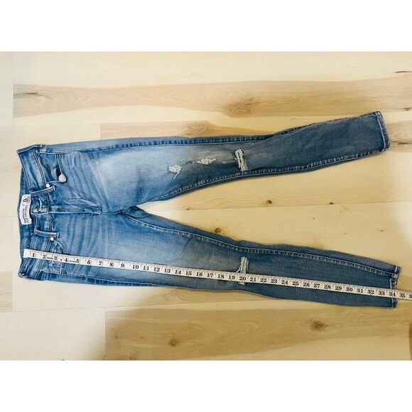 Abercrombie & Fitch Women Blue Denim Distressed Jean Legging Size 0 R W 25 L 29 - Picture 6 of 8